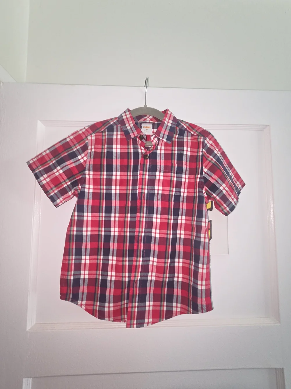 Boys 5T Gymboree Short Sleeve Shirt Set - Red Plaid, Gray & Navy Henley Tops
